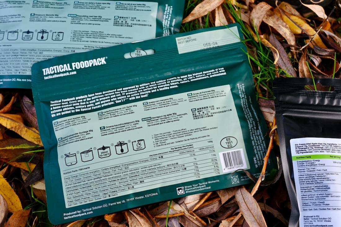 Gebrauchsanweisung Tactical Foodpack auf der Rückseite