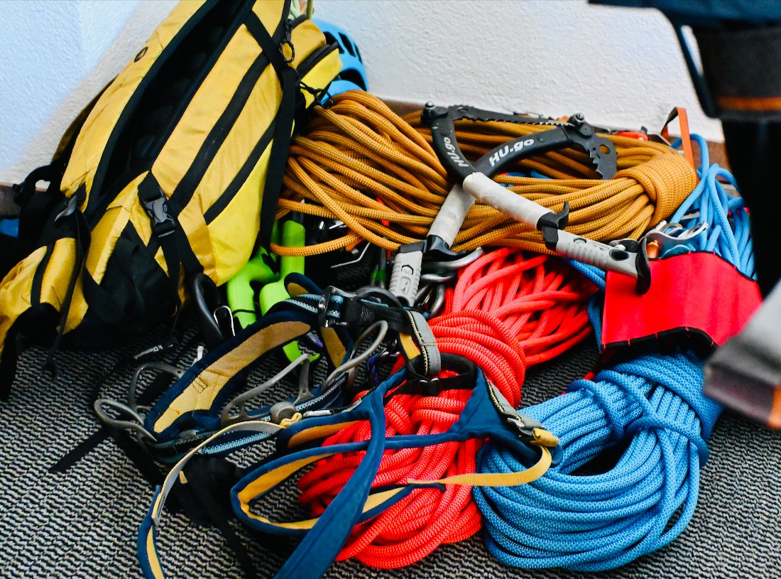 Die Kletterausrüstung für das Eisklettern Silvretta Bielerhöhe