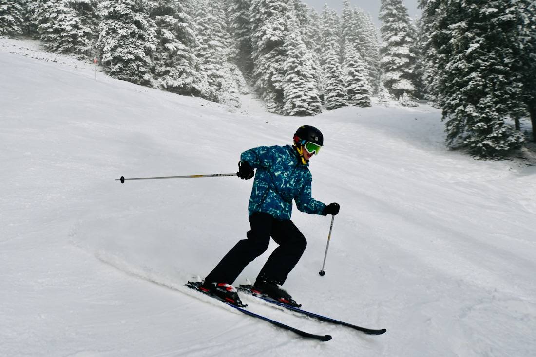 Flo auf der Skipiste im Brandner Tal