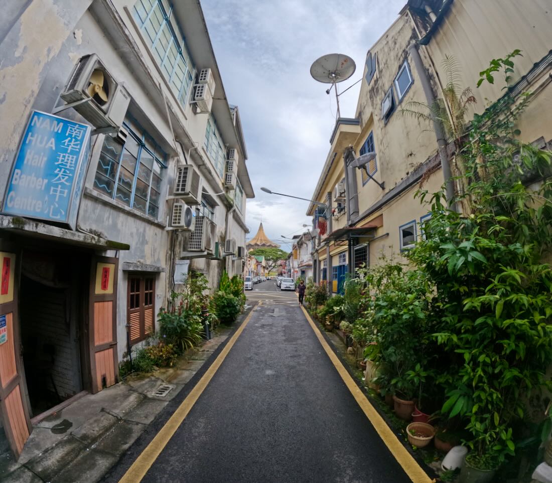 Straße in Chinatown in Kuching