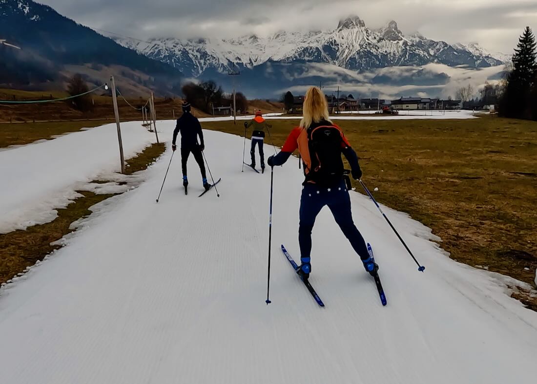 Flo, Ben und Melanie beim Langlauf training