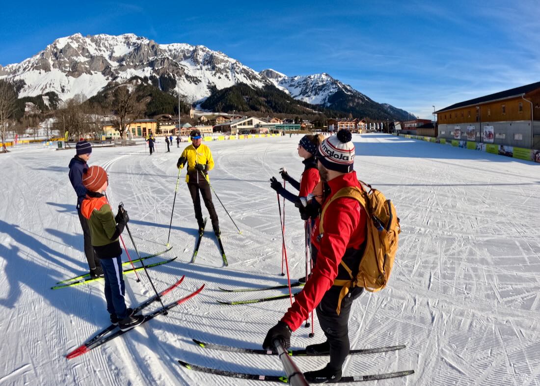Fravely beim Langlaufkurs im WM Stadion Ramsau