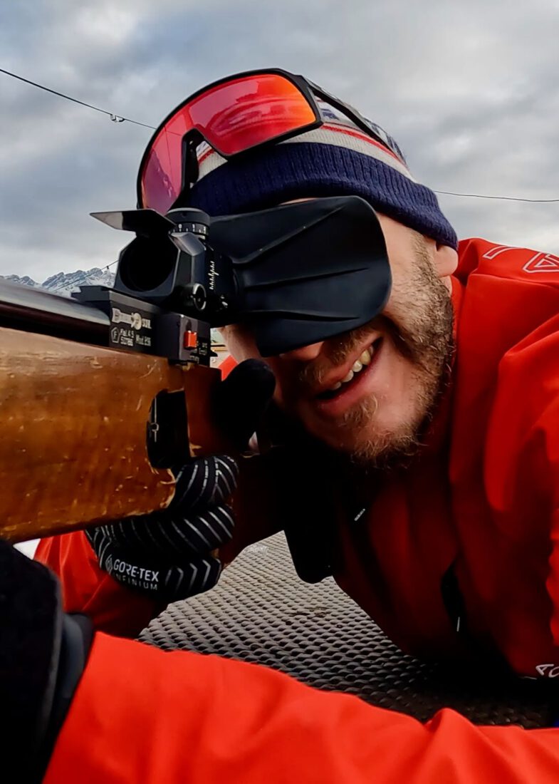 Thomas beim schießen beim Biathlon in Leogang