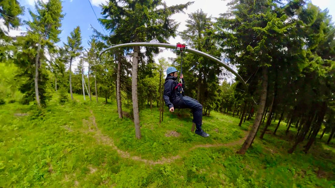 Thomas auf der Fly Line in Oberwiesenthal am Fichtelberg