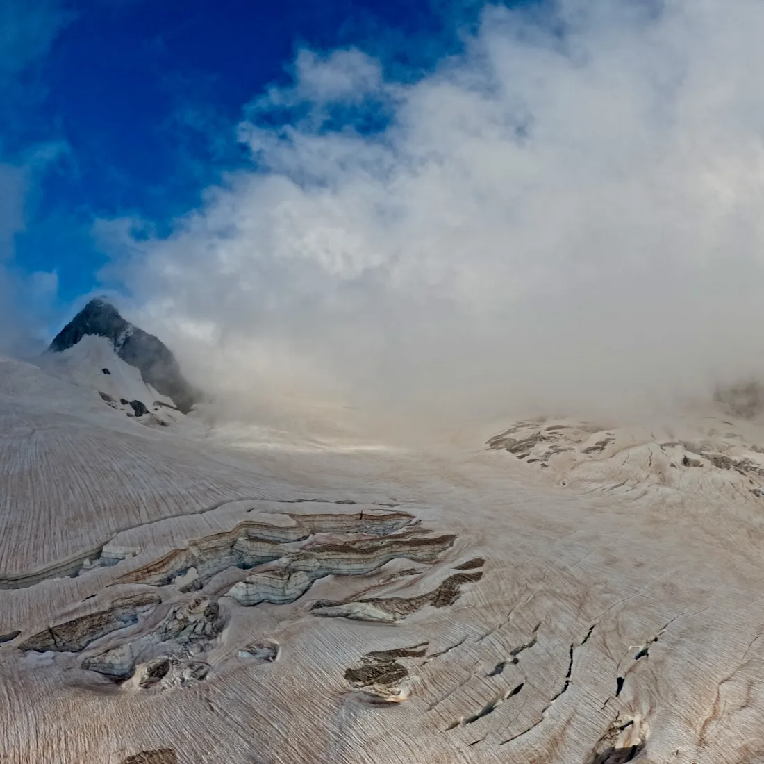 Blick auf das Mer de Glace am Mont Blanc