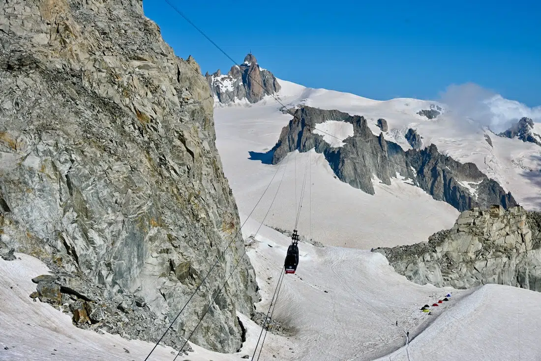 Die Panorama Bahn am Mont Blanc Punta Helbronner