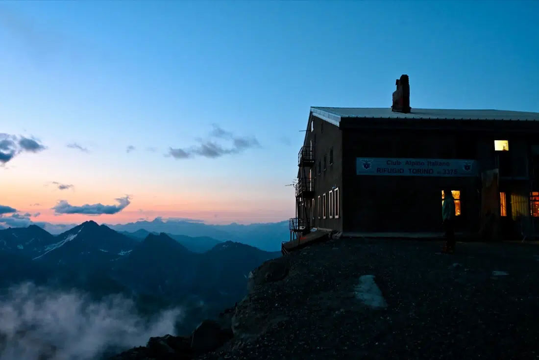 Die Rifugio Torino Hütte am Punta Helbronner