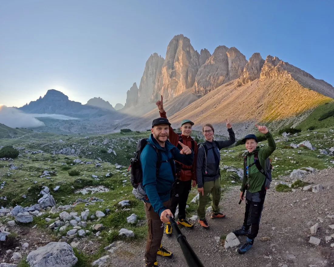 Fravely auf der Drei Zinnen Wanderung am Morgen