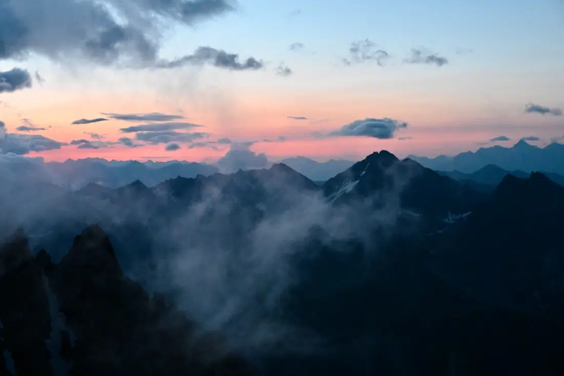 Sonnenaufgang auf 3500 Metern am Punta Helbronner