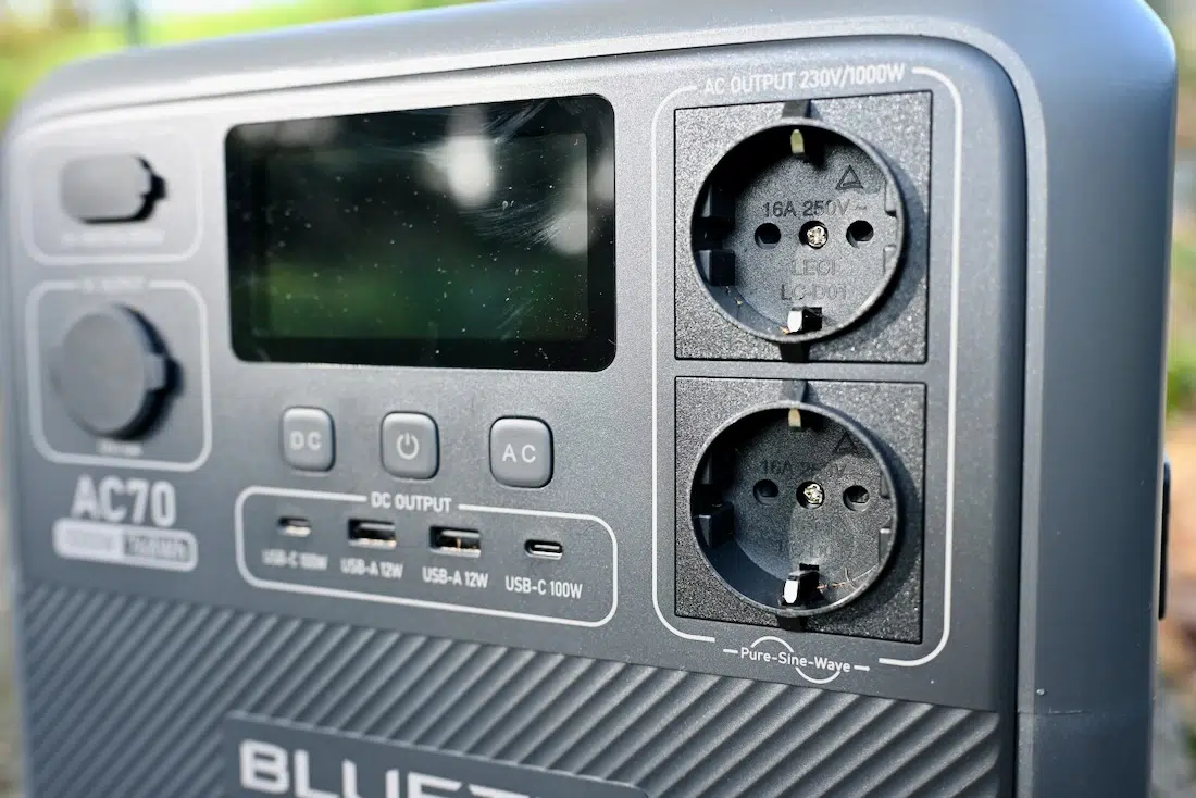 USB, USB-C und Steckdosen der Bluetti AC70
