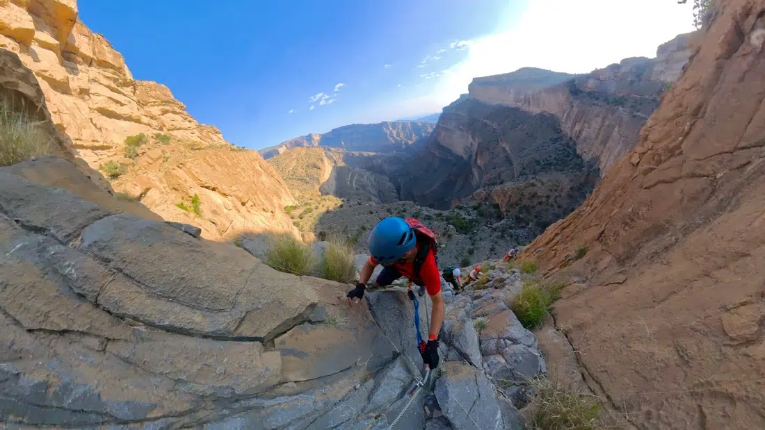 Der Klettersteig am Jebel Shams Balcony Walk