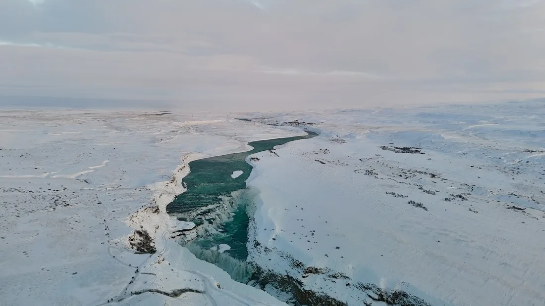 Gulfoss Wasserfall in Island von oben