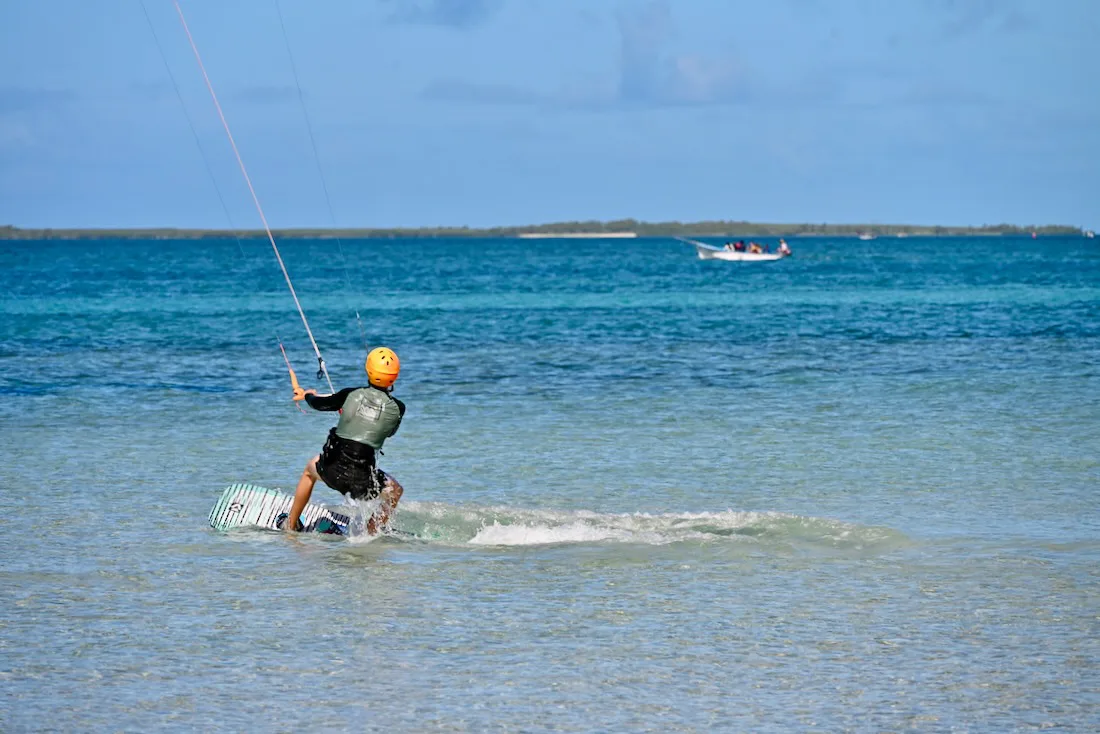 Flo beim Kiteboarden auf Rodrigues