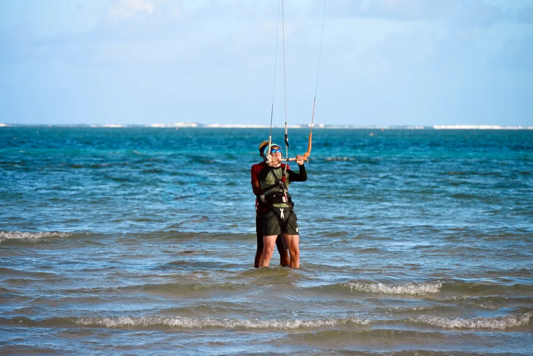Florian beim Kitsurf Kurs auf Rodrigues