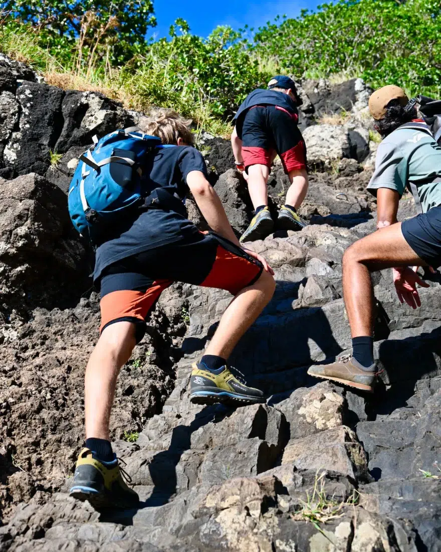 Klettern zum Gipfel des Le Morne Brabent