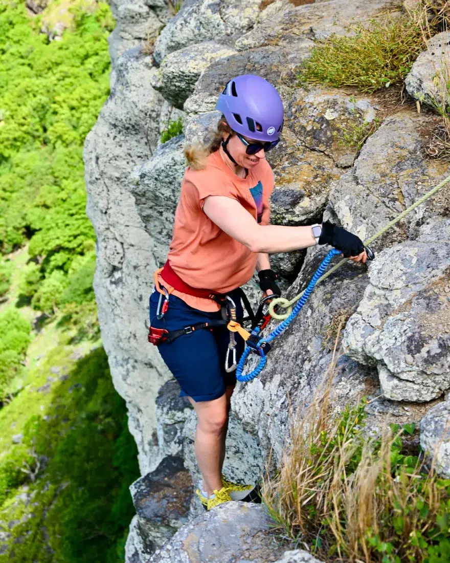 Melanie am Ende des Via Ferrata Rodrigues