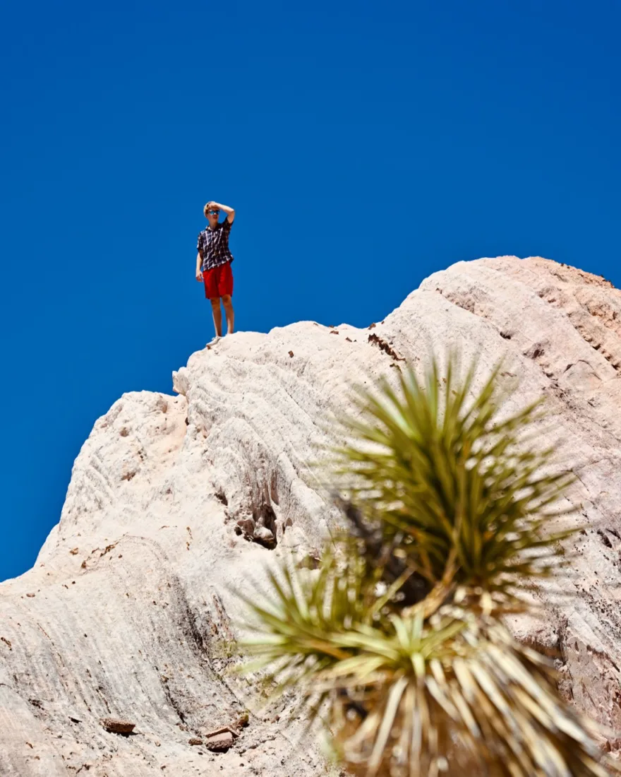 Flo auf den Felsen des im Gold Butte Monument Valley