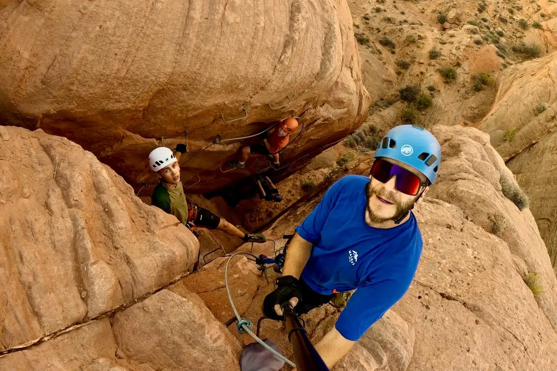 Fravely auf dem Via Ferrata im Antelope Canyon