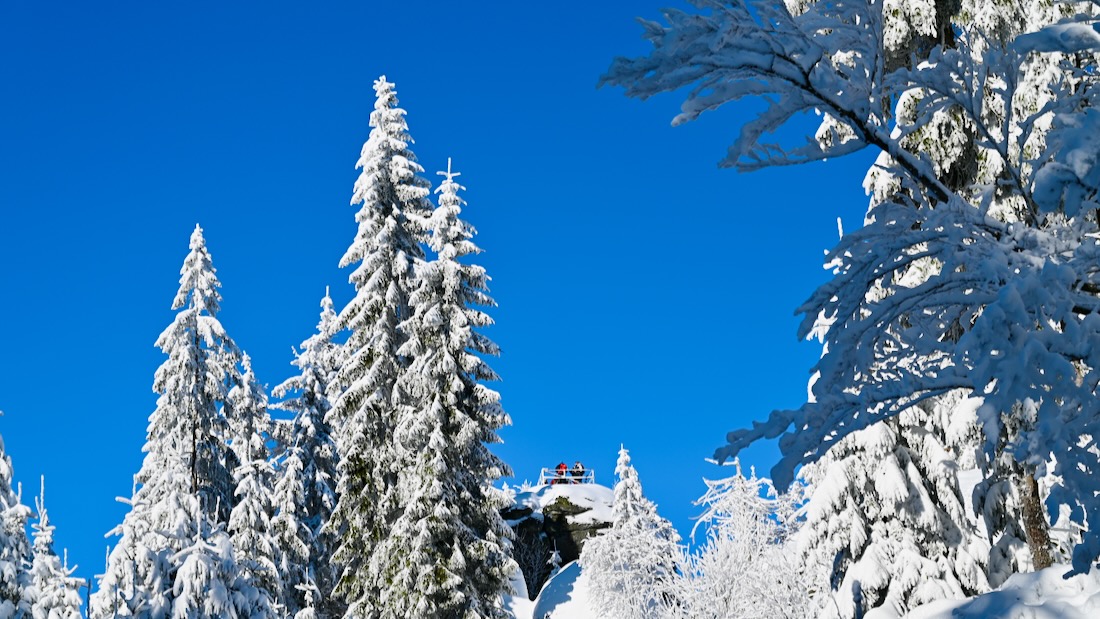 Der Weißmainfelsen im Fichtelgebirge im Winter