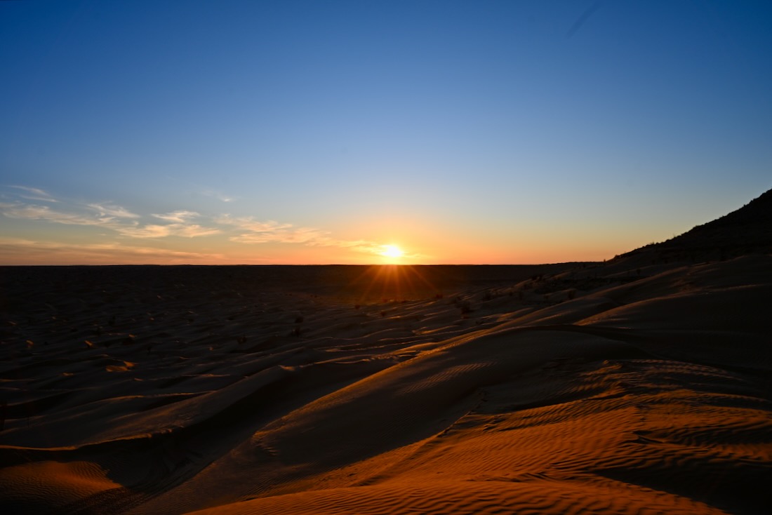 Sonnenuntergang in der Sahara in Tunesien