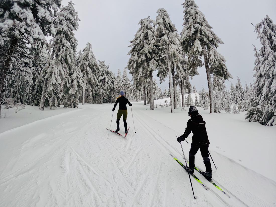 Ben und Melanie beim Skilanglauf in Oberwiesenthal