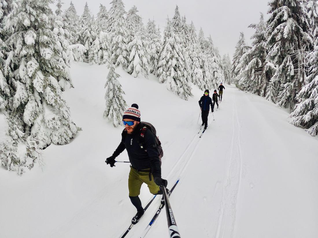 Fravely beim Skilanglauf am Fichtelberg