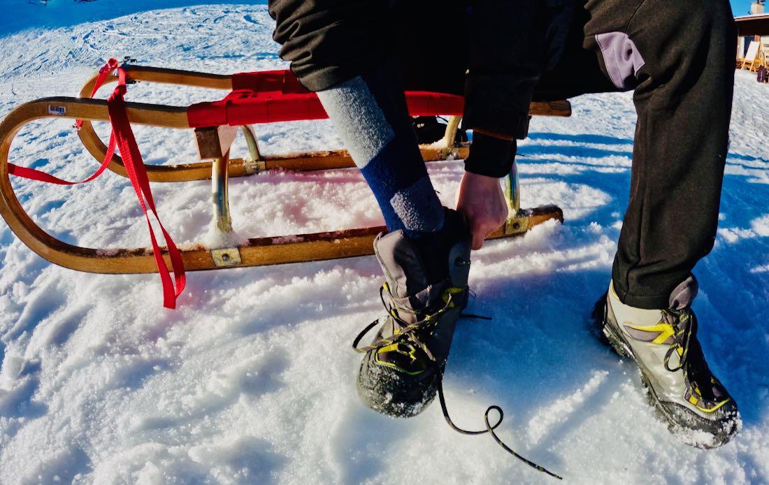 Gipfelsport Wintersocken Skisocken anziehen