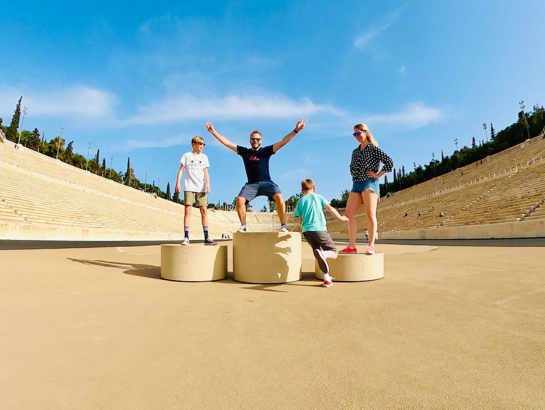 Unsere Siegerehrung Panathinaiko Stadion in Athen
